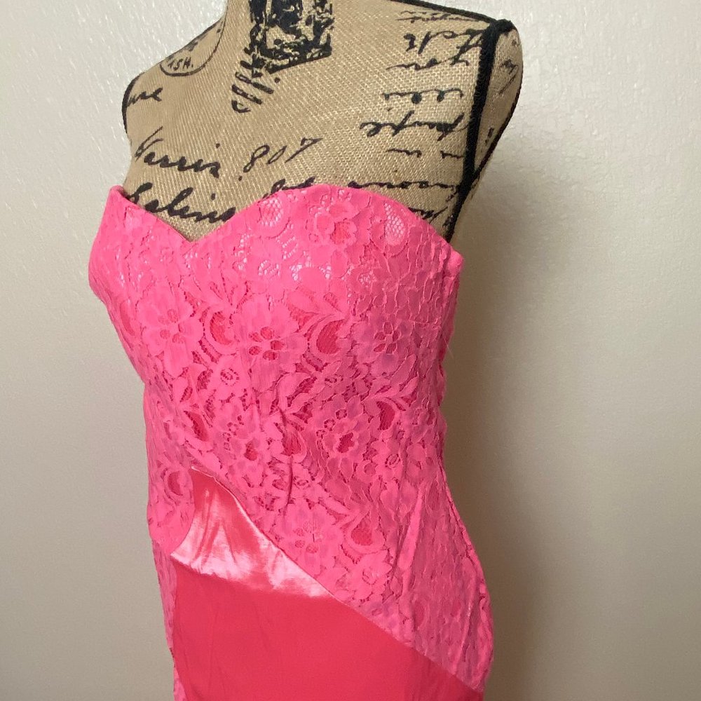 Strapless Dress Floral S,M,L- Pink